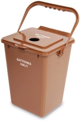 Battery Recycling Bin, 2.4 Gallon, Brown