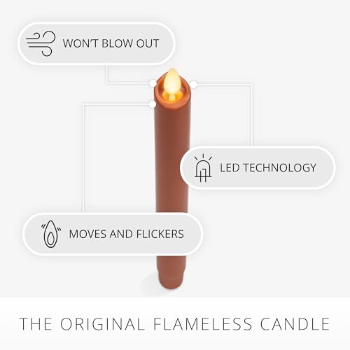 Image of Luminara - Flameless Battery Operated Taper Candle - Adobe Smooth - Pack of 1-1x9.5 - LED Flickering Flame - Realistic Safe for Home Kids and Pets
