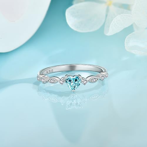 925 Sterling Silver Stackable Rings Birthstone Promise Rings Thin Half Eternity Halo Cubic Zirconia Wedding Band Rings Jewelry for Women Her, Size 5-103