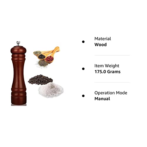 Image of Jamboree Pepper Grinder Classic Oak Wood Spicy Pepper Salt Corn Mill Grinder Wooden, Ceramic Traditional Pepper Mill (Brown)