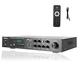 ROBUSTES KOMPAKT-DESIGN: Mini Verstärker aus Aluminiumlegierung (42,7×28×6,6 cm/16v8x11x2,6 Zoll) mit Lüftungsöffnungen gegen Überhitzung. Rutschfeste Füße schützen Möbel – langlebig für täglichen Einsatz