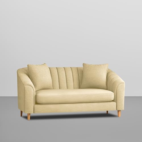 Image of Casaliving Doraldo 2 Seater Sofa Set for Living Room (Cream Colour) Premium Fabric Sofa