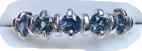 Montana Sapphire 5 Stone Decco Band Ring Sterling Silver - Image 9