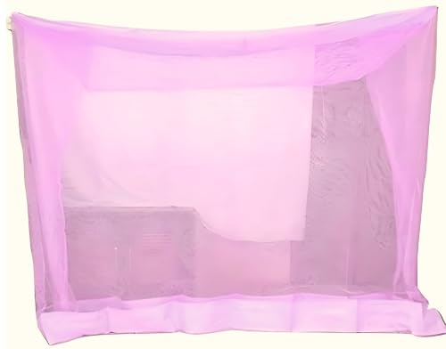 Image of Ans Large Family Size King XXL Mosquito Net - 6.5x10 Ft Pink Nylon Net for Double Bed - Foldable, Portable & Insect Protection Free Air Flow Height 5 Ft