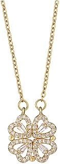 Love Heart Necklaces for Women,Silver Golden Crystal Rhinestone Pendant Necklace, Gold Plated Four Leaf Clover Necklaces, wedding anniversary Chain, jewellery for Mum Wife Girlfriend Anniversary