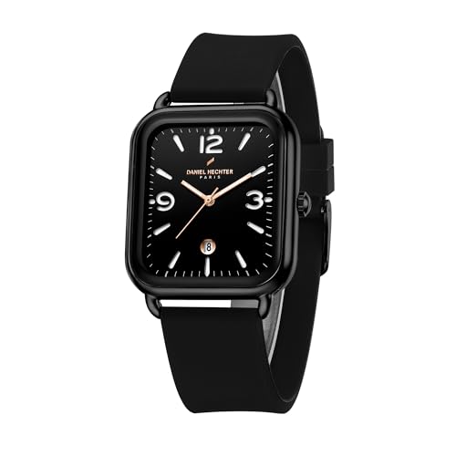 Image of Daniel Hechter Paris Gabrielle Collection Luxury Analog Watch for Women with Square Dial, Date Display and Silicone Strap