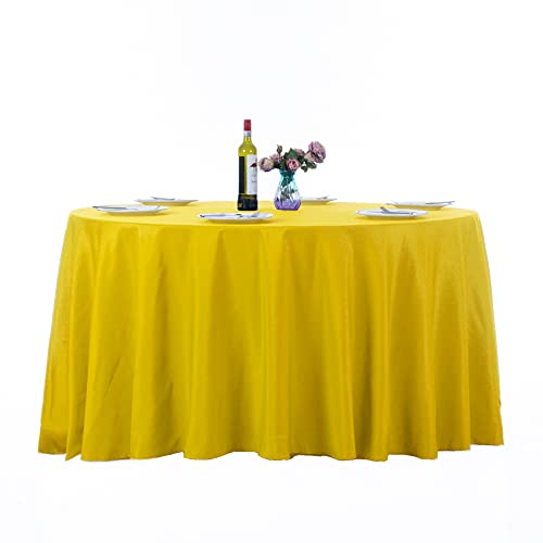 Ascoza 2Pack 132 Inch Yellow Round Tablecloth In Washable Polyester Fabric For Wedding/Banquet/Restaurant/Parties… #TOP8