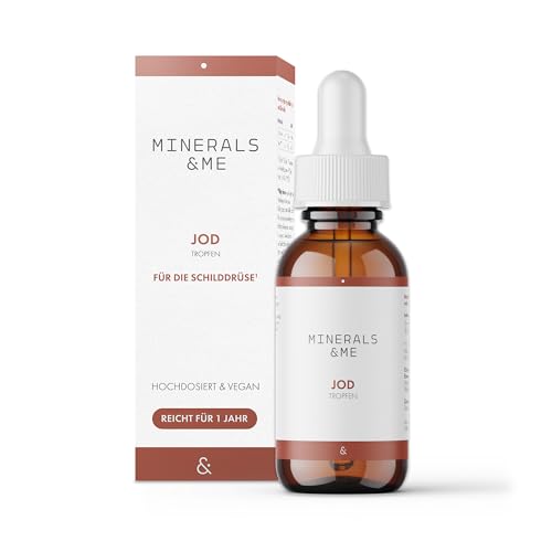 MINERALS & ME Gotas de yodo – Alta dosis y vegano – para niños a partir de 6 años y adultos – 75 – 150 µg de yodo por dosis diaria – para tiroides¹, metabolismo energético y función cognitiva – 1 año