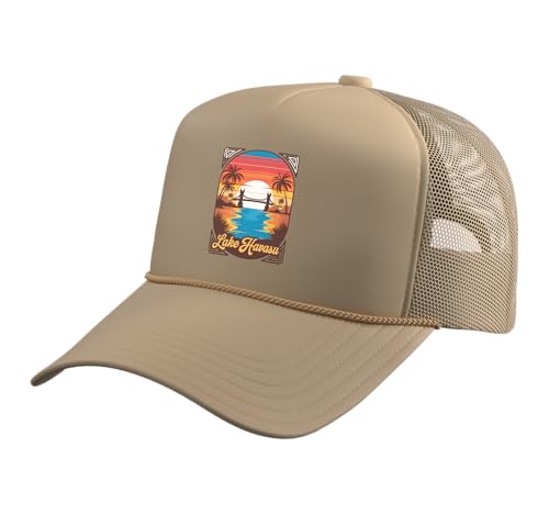 Lake Havasu Scenic Views Outdoor Activities and Fun Trucker Hat with Adjustable Mesh Back, Khaki