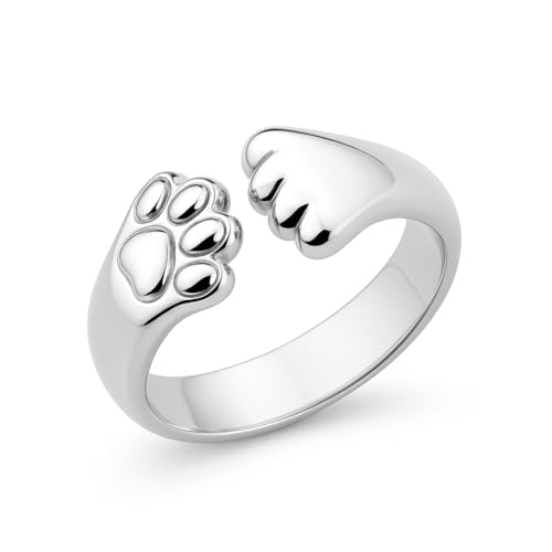 NMAVXKLI Dog Paw Print Ring Cat Paw Print Hug Ring Open