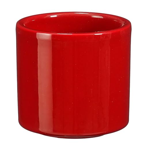 Annastore Keramik Blumen Übertopf ERA - Pflanztopf – Übertopf – Übertöpfe – Blumenübertöpfe - Blumentopf (Rot, H 6 cm - Ø 7 cm)