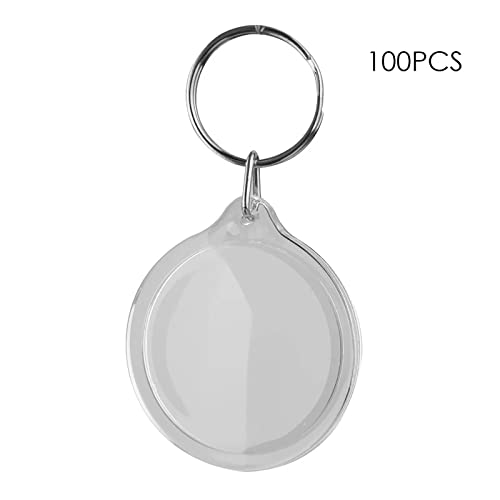 Petyoung 100Pcs Acrylic Blank Keyring Photo Picture Insert Keychain Clear Diy Photo Holder Keychains Frame #TOP5