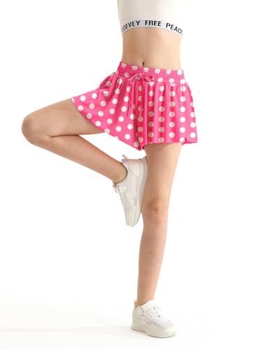 Girls Flowy Athletic Shorts with Pocket Drawstring 2 in 1 Quick Dry Butterfly Skirts for Running, Tennis, Dance3