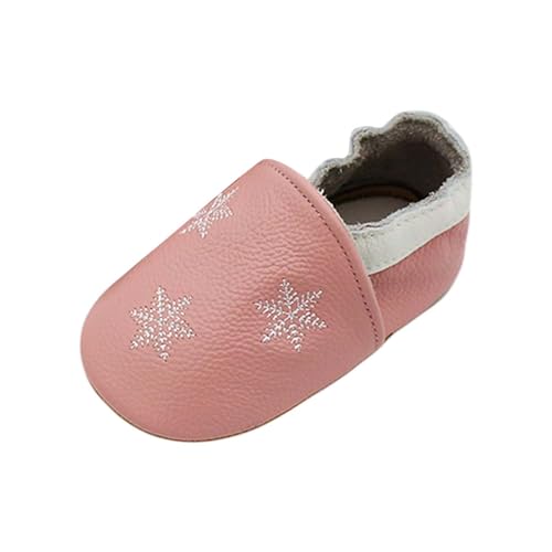RNTOP Baby Christmas Shoes Slippers Non Slip Leather Shoes Toddler Girls Boys Soft Sole Shoes Infant First Walking Shoes (Pink, 18-24 Months)