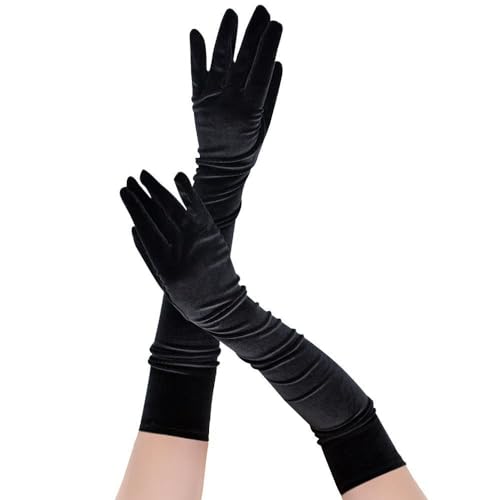 1920s Vintage-Long-Thick-Velvet-Gloves for Formal Performance