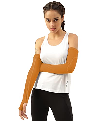 Image of Freecultr Women Breathable Bamboo Cotton Antibacterial Arm Sleeves with Built-in Gloves | Soft, Sweat-Wicking & Skin-Friendly