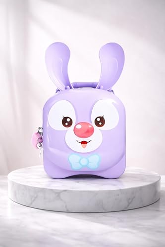 Image of Cute Character Piggy Bank for Kids | Portable Money Saving Box with Combination Lock | Mini Coin Bank Toy for Boys & Girls | Ideal Return Gift, Birthday & Learning Gift for Children (Purpel Rabbit)