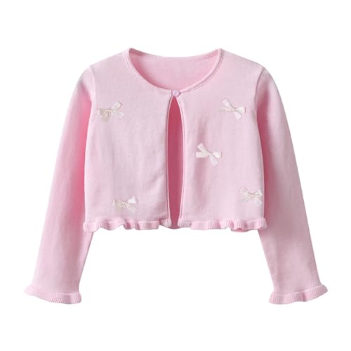 renvena Girls Cardigan Sweater Toddler Kids Long Sleeve Knitted Bolero Shrug Button Cropped Jacket Top