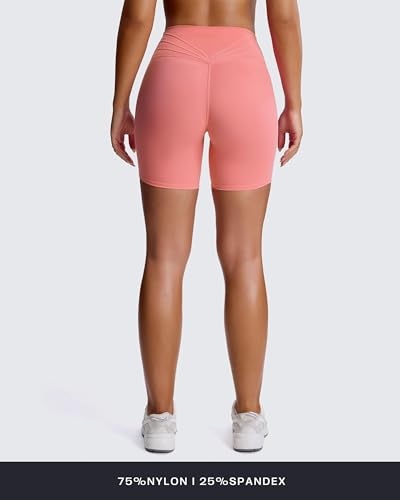 Image of Aoxjox Trinity Workout Biker Shorts for Women Tummy Control High Waisted Exercise Athletic Gym Running Yoga Shorts 6 inch