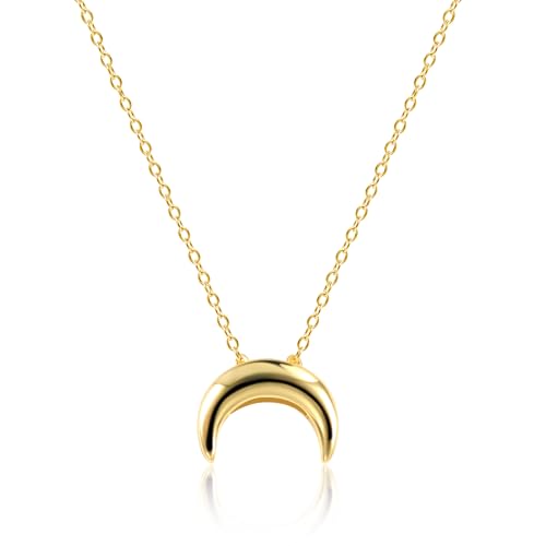 VENACOLY Collana Con Ciondolo Coniglietto In Argento 925 E Luna In Oro – Gioiello Animale Per Donna, Regalo Speciale