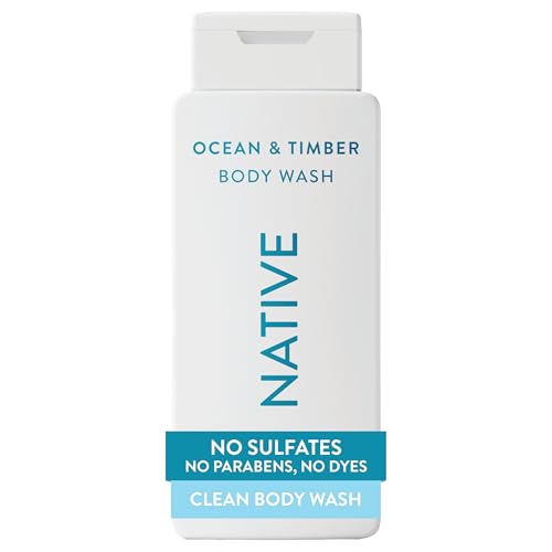 Image of Native Body Wash Contains Naturally Derived Ingredients | For Women & Men, Sulfate, Paraben, & Dye Free Leaving Skin Soft and Hydrating | Ocean & Timber 18 oz - 2 Pk