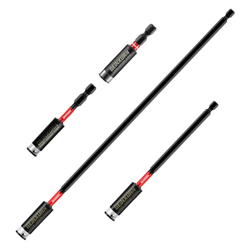 GEINXURN 4 Stück Bithalter Magnetisch Bit Verlängerung für Schraubendreher Schnellwechsel Bit Halter S2 Stahl 1/4 Sechskantschaft Universell Bit Extension (60mm 75mm 150mm 300mm Lang)