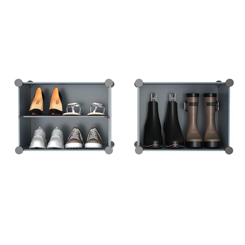 Image of Shoe Rack Multipurpose 5 Shelves Shoe Rack with Zip Door Cover & Side Pockets, Multiuse Wide Shelve,Rack for Footwear, Toys, Clothes (Grey, 6-Layer)