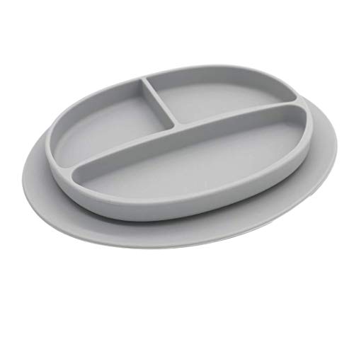 Image of Kcuina Silicone Suction Plate, Baby Toddler Training Divided Plate, Unbreakable, First Stage, Safe Silicone, Non-Toxic, BPA Free, Food Grade Silicone, Baby Registry Must-Haves, Dish with Bottom Grip.