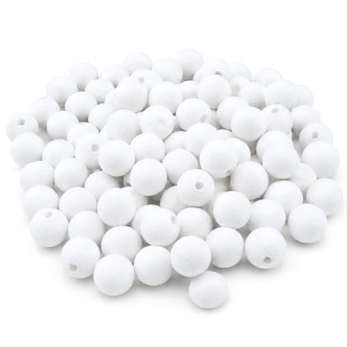 SPUNNYS Lot de 100 boules blanches en papier Ø 12 mm, boules à peindre et décorer pour fleurs en papier, baies artificielles, houx, gui, ornements,...