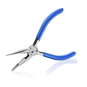 Needle Nose Pliers, mshandto 5″ Long Nose Pliers for Wire Bending, High Carbon Steel Needle Nose Plier, Serrated Jaw Pliers for Jewelry Making, Electronics Repair, Object Grasping, Craft Making