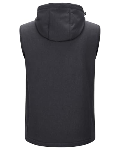 Image of 33,000ft Men's Lightweight Softshell Vest Hooded Outerwear Zip Up Fleece Lined Windproof Sleeveless Jacket for Golf Running