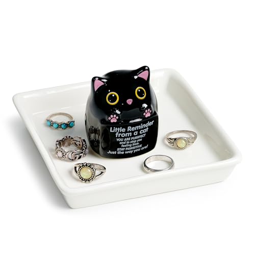 Image of PUDDING CABIN Cat Gifts for Women Ring Holder for Jewelry, Spiritual Encouragement Gifts for Women Mom Friend Sister, Gifts for Black Cats Lovers, Birthday Mothers Day Christmas & Wedding