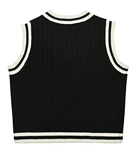 Hyipels Women's Sweater Vest,Y2K Sleeveless Pattern Preppy Style Knitted Crop Tank Top for Girl2