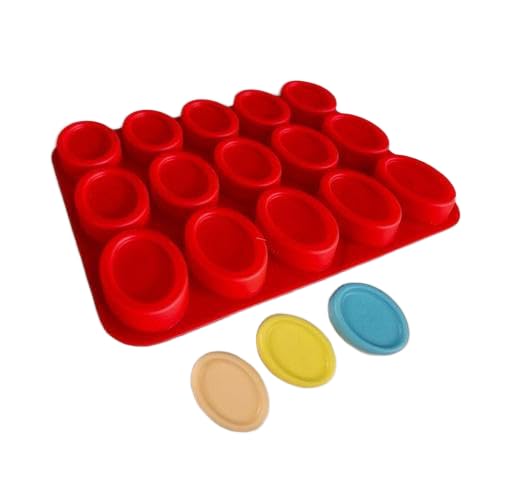 Redsky 1Pc Silicone Soap Mold for Soap Making 15 Cavity Oval Shape Soap Mould Reusable Homemade Soap Making Mold (Pack of 1, 30 X 24 X 1.8 Cm, Multicolor)-image-38