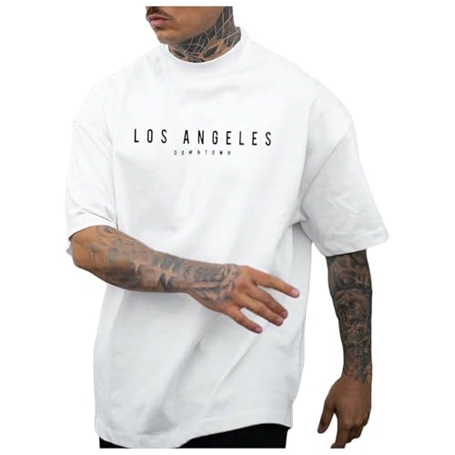 Male Oversize Spring and Summer Trend Young Large Size Printing Short Sleeve T Shirt Top Spandex T Shirt Men