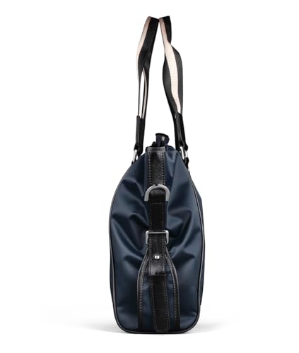 Image of men's briefcase, crossbody computer bag, nylon fabric with cowhide design, suitable for business and leisure travel