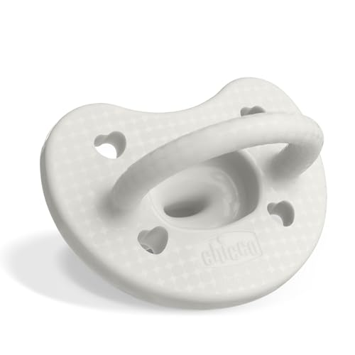 Image of Chicco PhysioForma Luxe Orthodontic Pacifier, 0-6m | 100% Soft Silicone | Supports Breathing & Oral Development | Textured Shield & Handle | Includes Sterilizing Case | BPA Free | Pearl Grey, 2pk