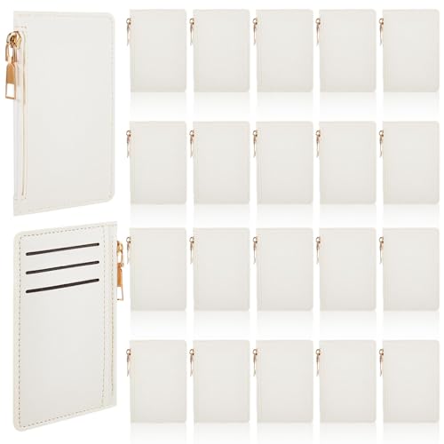 Abbylike Wallet Bulk Men Slim Minimalist Leather Wallet for Laser Engraving Card Holder Front Pocket RFID Blocking with Zipper for Men and Women DIY Church Gift