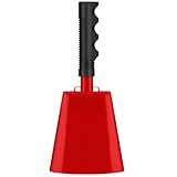 UPELLA 10 Inch Cowbell with Handle, Noise Maker Cow Bell, Steel Cheering Bell for Sports Events Graduations Party Chimes, Percussion Musical Instrument (Red 1 PC)