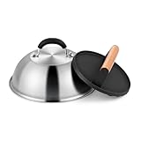 9 Inch Griddle Basting Cover & Burger Grill Press Kit, Joyfair Stainless Steel Cheese Melting Dome with Cast Iron Bacon Patty Press for Outdoor Flattop BBQ Grilling, Heavy Gauge Material (Round)