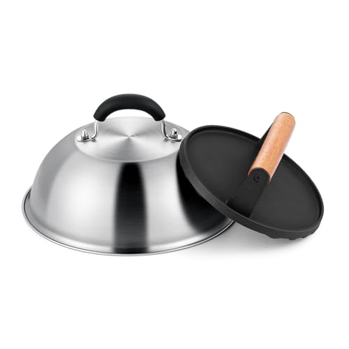 Kit para parrilla Joyfair 9” con prensa y cubierta de acero inoxidable miniatura 1