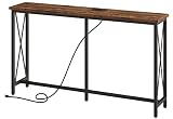 SUPERJARE 55.1 Inch Console Table with Outlet, Extra Long Sofa Table with Charging Station, Entryway
