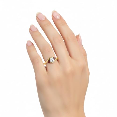 Image of 55Carat 18K Yellow Gold Plated Simulated Diamond Amethyst Round Cut Swirl Cluster Engagement Ring for Women, Wedding Anniversary Promise Fashion Jewelry Gifts, US Size 4-12.
