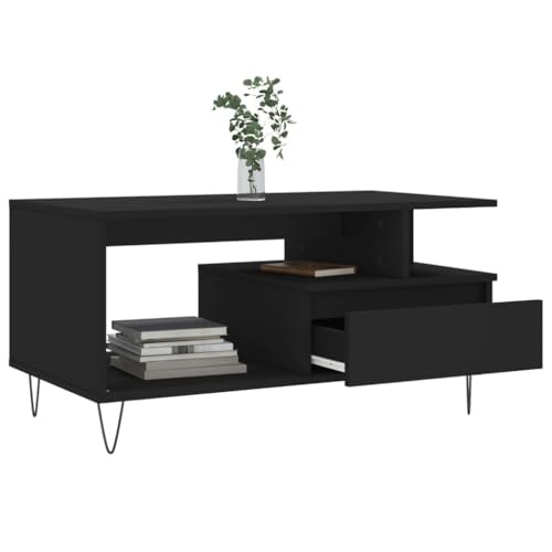 Table basse noire avec tiroir espace de rangement salon table d'appoint - 5