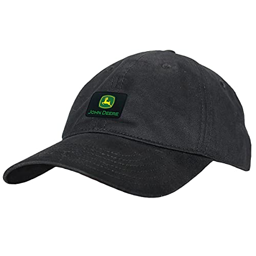 Casquette John Deere déperlante noire avec visière courbée contre l'humidité
