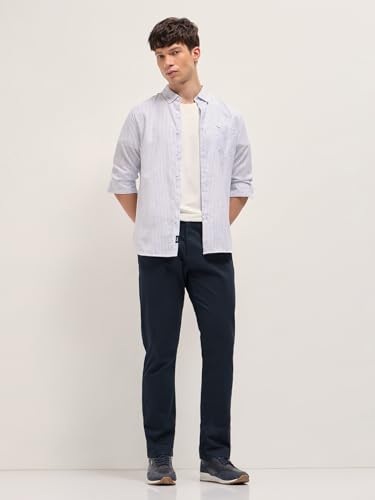 Image of Men's Grey Cotton Straight Fit Casual Trouser