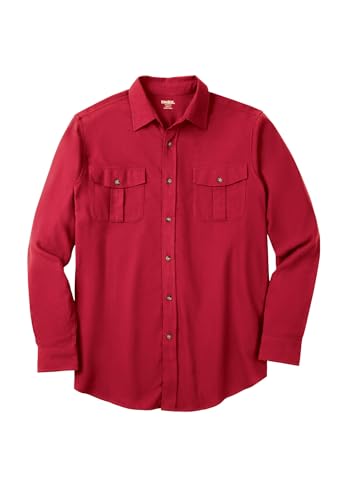 KingSize Men's Big & Tall Signature Solid Flannel Shirt - L, Bright Red