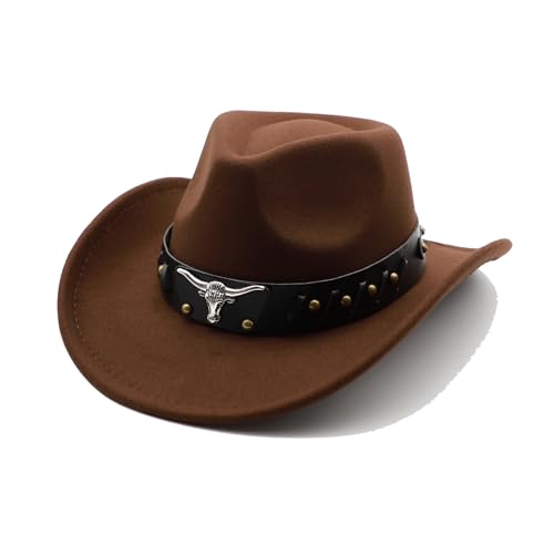 Chapeau Cowboy Femme Chapeau Western Homme Jazz Cowboy Hat Homme (FR/ES, Alpha/Lettres, M, Marron)