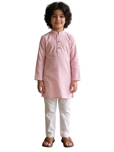 Image of AJ DEZINES Boys Cotton Full Sleeve Printed Kurta Pajama Set for Kids - Ethnic wear | Special Occasion & Traditional Outfit |Boys Kurta Pyjama Set - Regular Fit