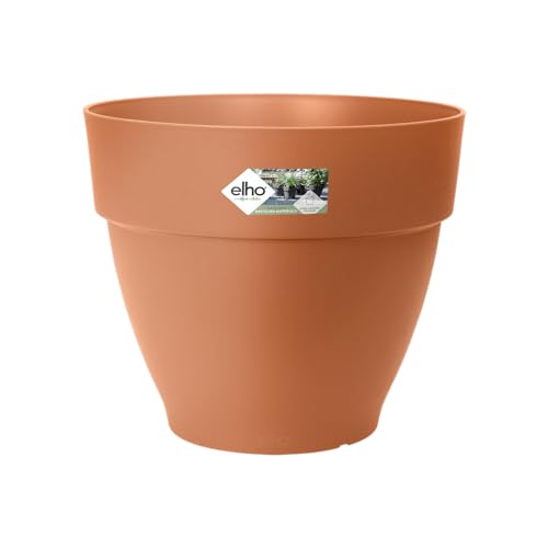 elho Vibia Campana Round 20 - Plant Pot for Outdoor - 100% Recycled Plastic - diameter 19.5 x H 16.8 cm - Brown/Terra